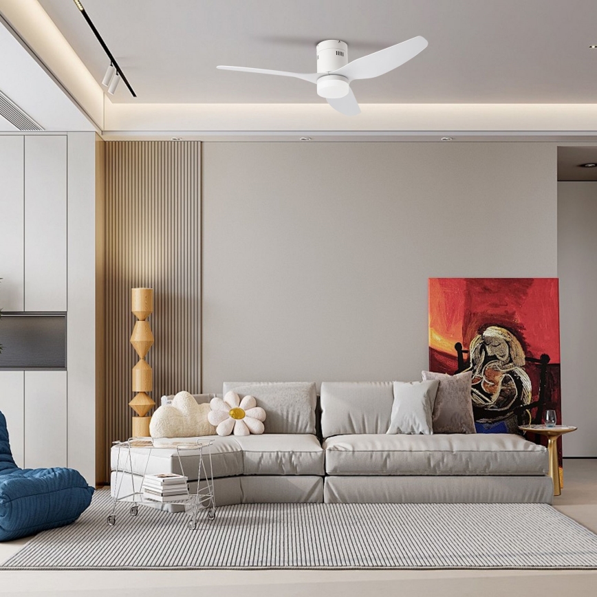 ZEVENTI - Ventilador de techo LED regulable PADUA LED/18W/230V 3000-6000K Wi-Fi Tuya blanco + control remoto