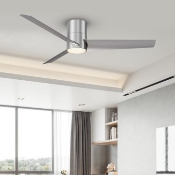 ZEVENTI - Ventilador de techo LED regulable BARROSA LED/18W/230V 3000-6000K Wi-Fi Tuya cromo mate + control remoto