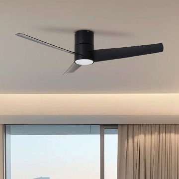 ZEVENTI - Ventilador de techo LED regulable BARROSA LED/18W/230V 3000-6000K Wi-Fi Tuya negro + control remoto