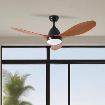 ZEVENTI - Ventilador de techo LED regulable MURO LED/18W/230V 3000-6000K Wi-Fi Tuya negro + control remoto