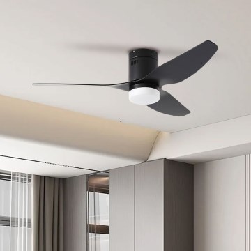 ZEVENTI - Ventilador de techo LED regulable PADUA LED/18W/230V 3000-6000K Wi-Fi Tuya negro + control remoto