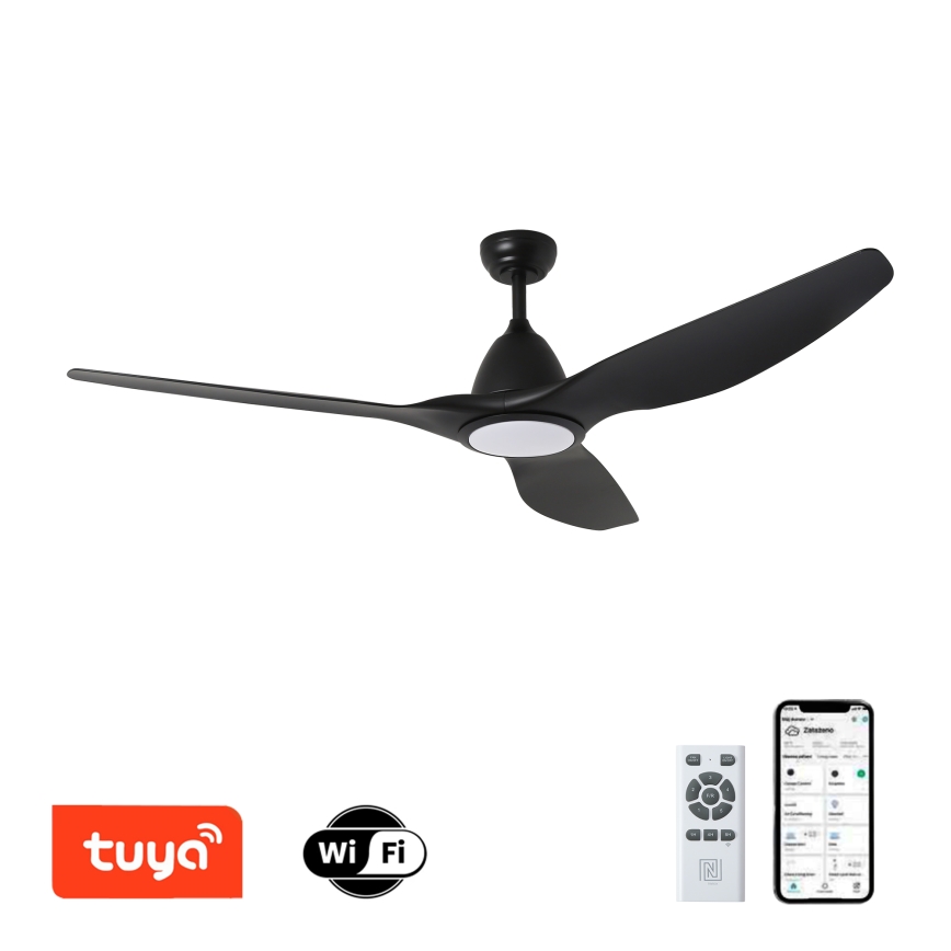 ZEVENTI - Ventilador de techo LED regulable URBINO LED/20W/230V 3000-6000K Wi-Fi Tuya negro + control remoto