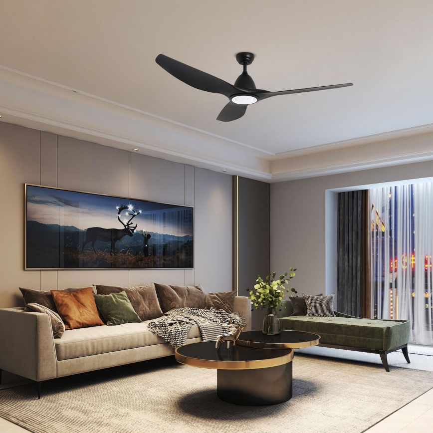 ZEVENTI - Ventilador de techo LED regulable URBINO LED/20W/230V 3000-6000K Wi-Fi Tuya negro + control remoto