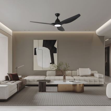 ZEVENTI - Ventilador de techo LED regulable URBINO LED/20W/230V 3000-6000K Wi-Fi Tuya negro + control remoto