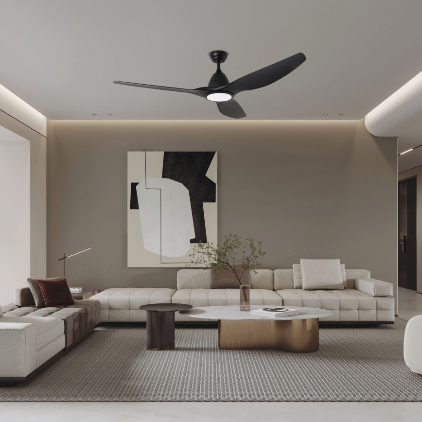 ZEVENTI - Ventilador de techo LED regulable URBINO LED/20W/230V 3000-6000K Wi-Fi Tuya negro + control remoto
