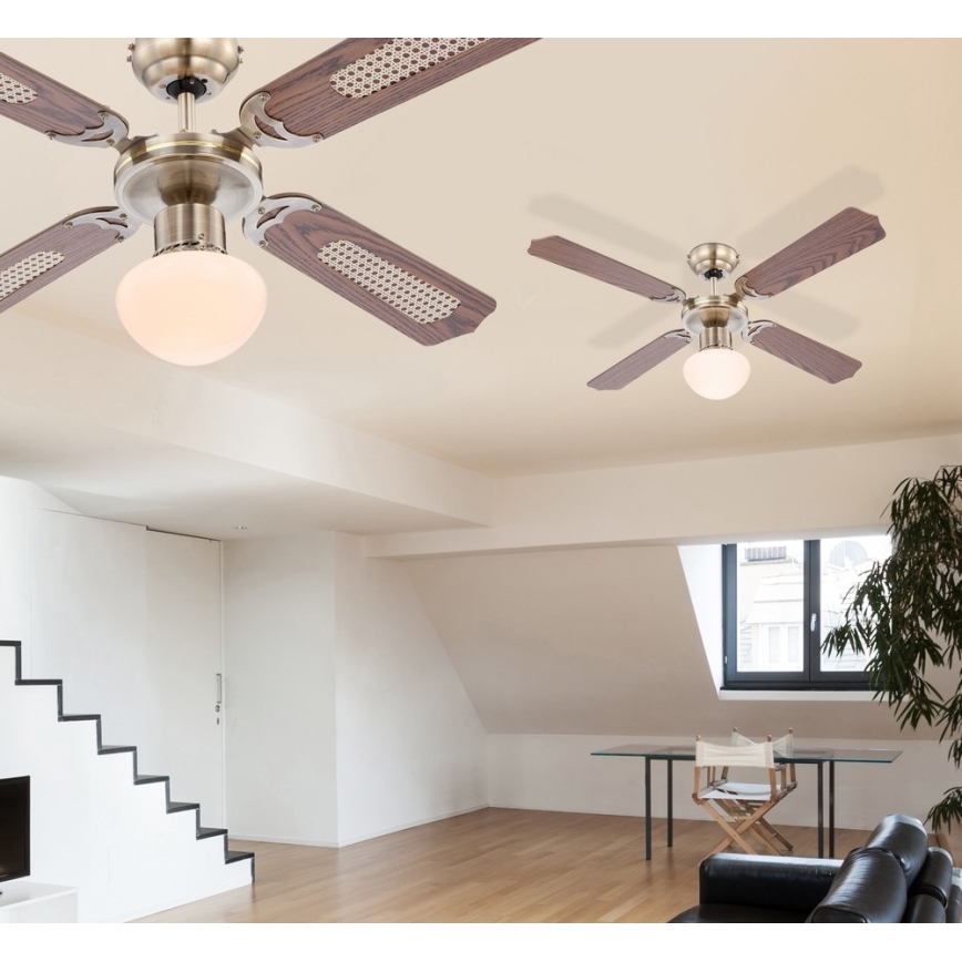 ZEVENTI - Ventilador de techo NAVAGIO 1xE27/60W/230V marrón