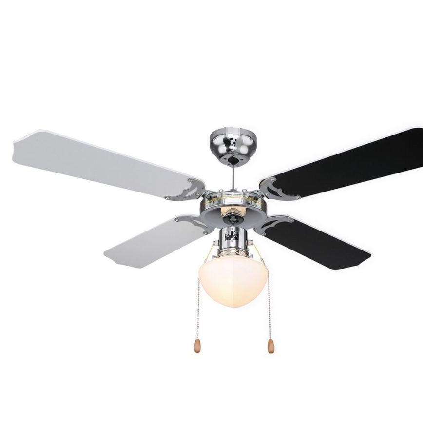 ZEVENTI - Ventilador de techo NAVAGIO 1xE27/60W/230V negro/blanco