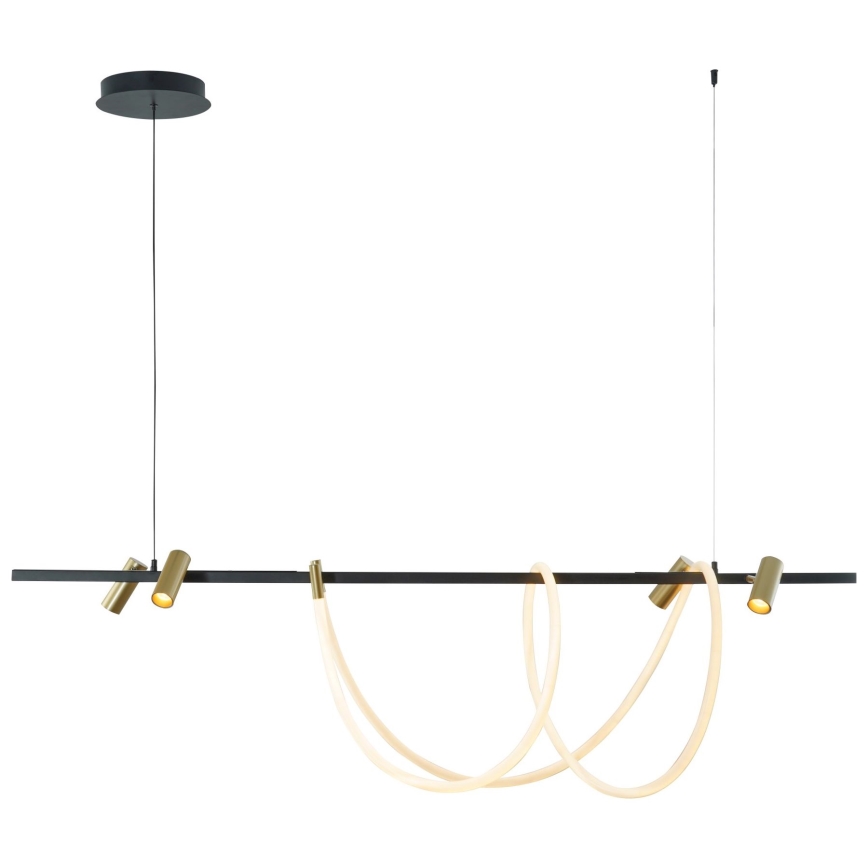 Zuma Line - Lámpara de araña LED regulable LED/60W + LED/7,5W/230V 2700-6000K negro/dorado + control remoto