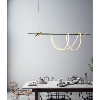 Zuma Line - Lámpara de araña LED regulable LED/60W + LED/7,5W/230V 2700-6000K negro/dorado + control remoto