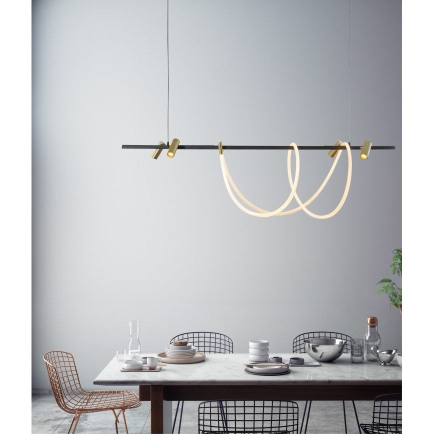 Zuma Line - Lámpara de araña LED regulable LED/60W + LED/7,5W/230V 2700-6000K negro/dorado + control remoto