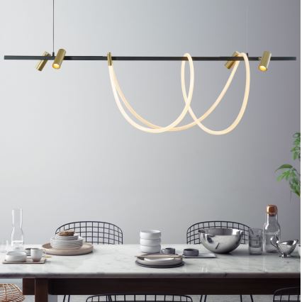 Zuma Line - Lámpara de araña LED regulable LED/60W + LED/7,5W/230V 2700-6000K negro/dorado + control remoto