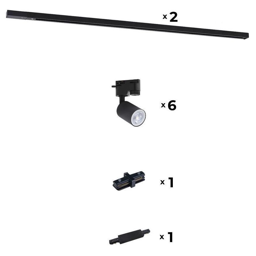 Zuma Line - Foco para sistema de rieles 6xGU10/10W/230V negro + accesorios para rieles