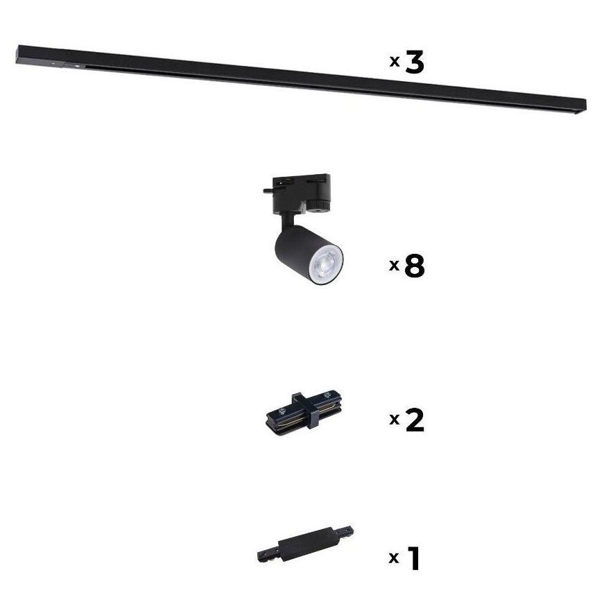 Zuma Line - Foco para sistema de rieles 8xGU10/10W/230V negro + accesorios para rieles