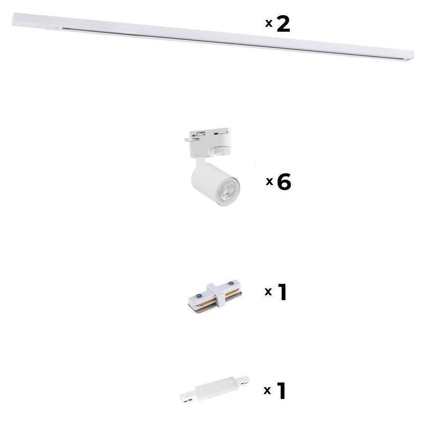 Zuma Line - Foco para sistema de rieles 6xGU10/10W/230V blanco + accesorios para rieles