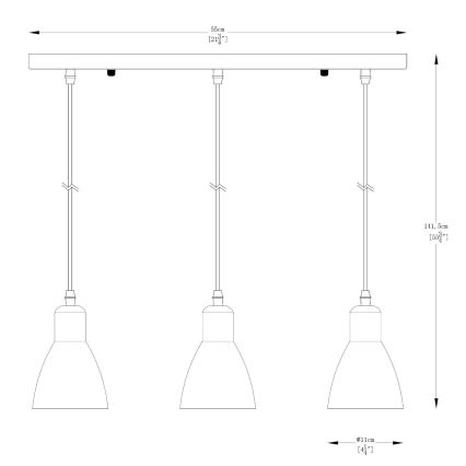 Zuma Line - Lámpara colgante 3xE27/40W/230V antracita