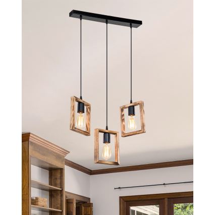 Zuma Line - Lámpara colgante 3xE27/20W/230V pino/negro