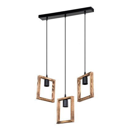 Zuma Line - Lámpara colgante 3xE27/20W/230V pino/negro