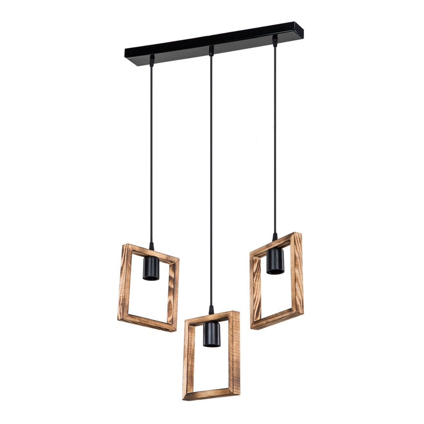 Zuma Line - Lámpara colgante 3xE27/20W/230V pino/negro