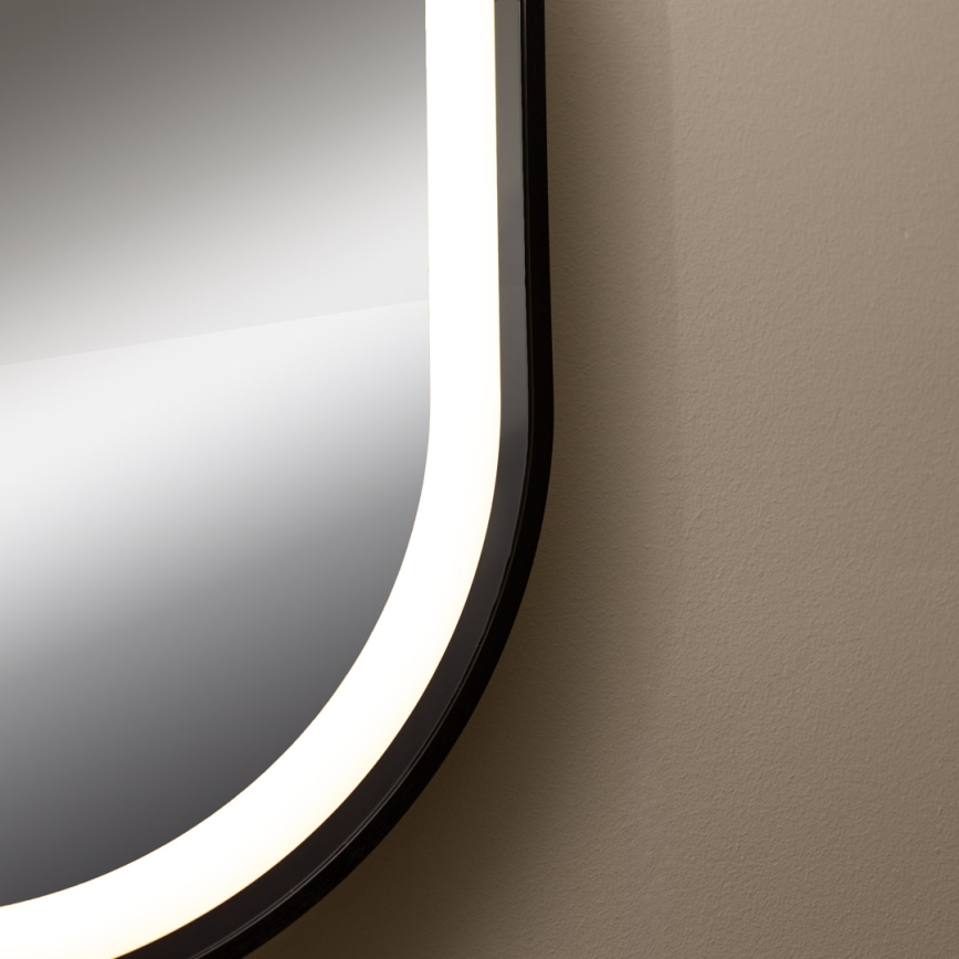 Zuma Line - Espejo de baño de pared LED con retroiluminación LED/24W/230V 3000/4000/6000K 70x50 cm IP44 negro