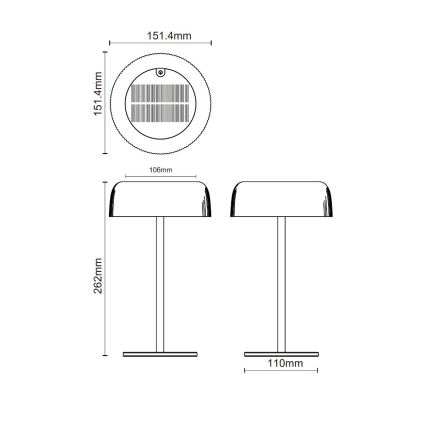 Zuma Line - Lámpara solar LED recargable y regulable LED/2,5W/2000 mAh IP44 negro