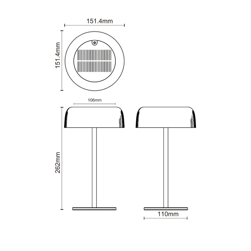 Zuma Line - Lámpara solar LED recargable y regulable LED/2,5W/2000 mAh IP44 negro