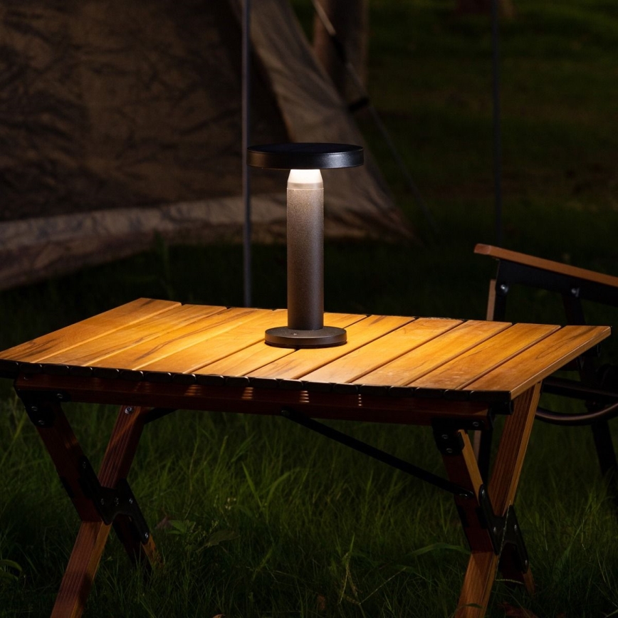 Zuma Line - Lámpara de mesa LED solar recargable y regulable LED/2W/2000 mAh IP44 negro