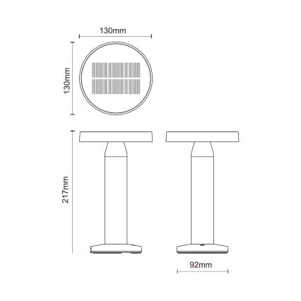 Zuma Line - Lámpara de mesa LED solar recargable y regulable LED/2W/2000 mAh IP44 negro
