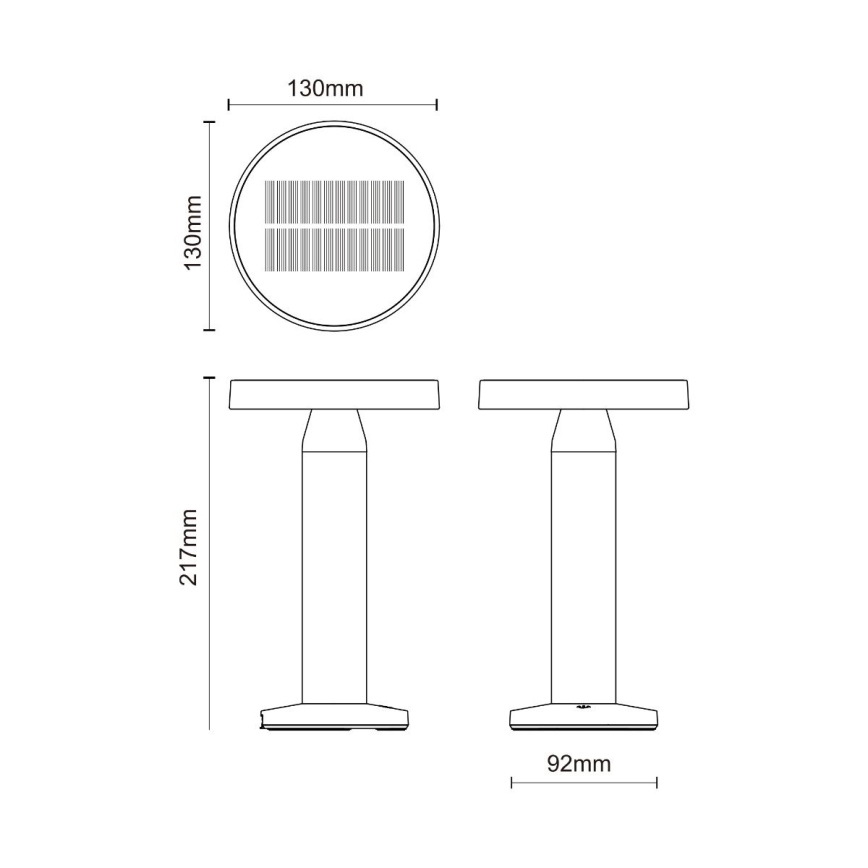 Zuma Line - Lámpara de mesa LED solar recargable y regulable LED/2W/2000 mAh IP44 negro