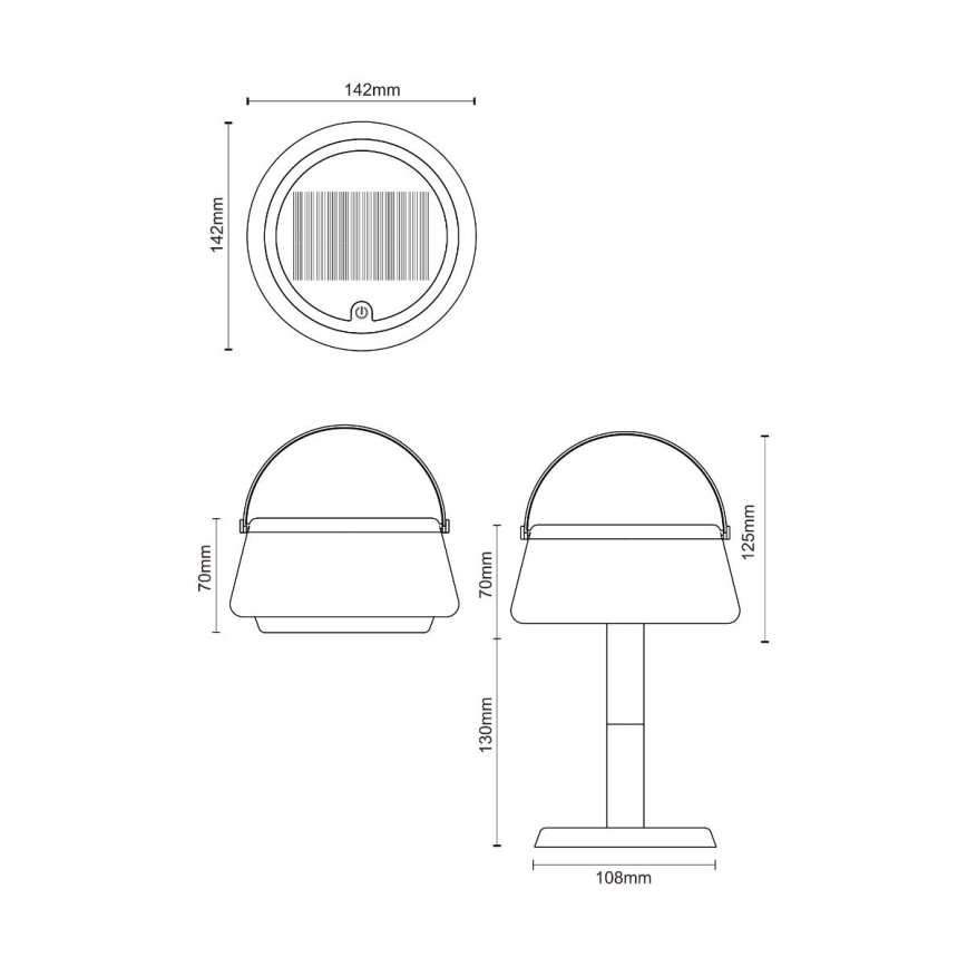 Zuma Line - Lámpara solar recargable y regulable LED/2,2W/2000mAh IP44 negro