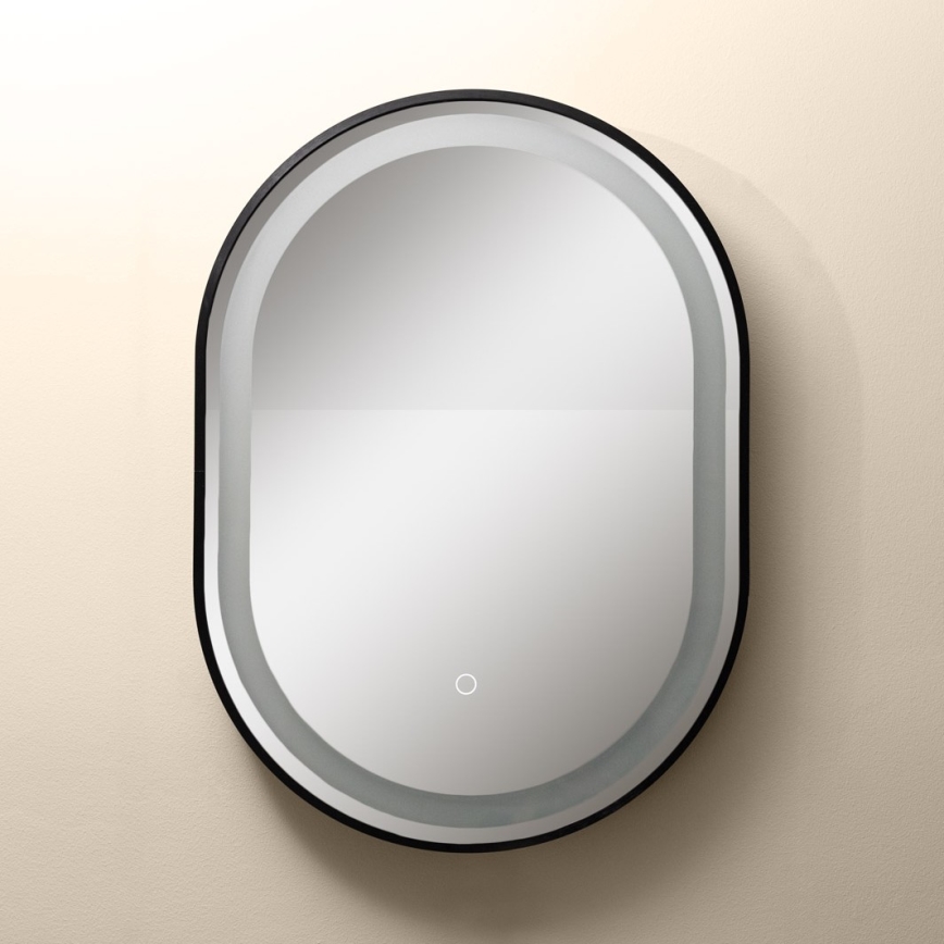 Zuma Line - Espejo de baño de pared LED con retroiluminación LED/24W/230V 3000/4000/6000K 70x50 cm IP44 negro