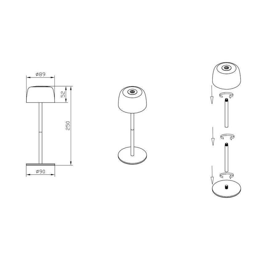 Zuma Line - Lámpara de mesa LED recargable y regulable LED/2W/1200 mAh IP44 color crema