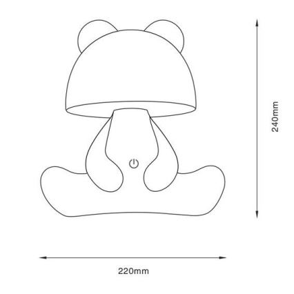 Zuma Line - Lámpara de mesa LED táctil infantil regulable LED/3W/230V oso rosa