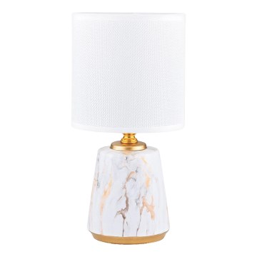 Zuma Line - Lámpara de mesa 1xE14/40W/230V blanco/dorado/decoración de mármol