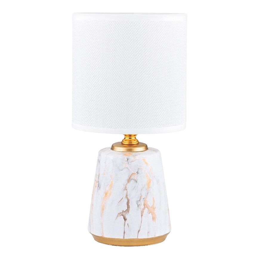 Zuma Line - Lámpara de mesa 1xE14/40W/230V blanco/dorado/decoración de mármol