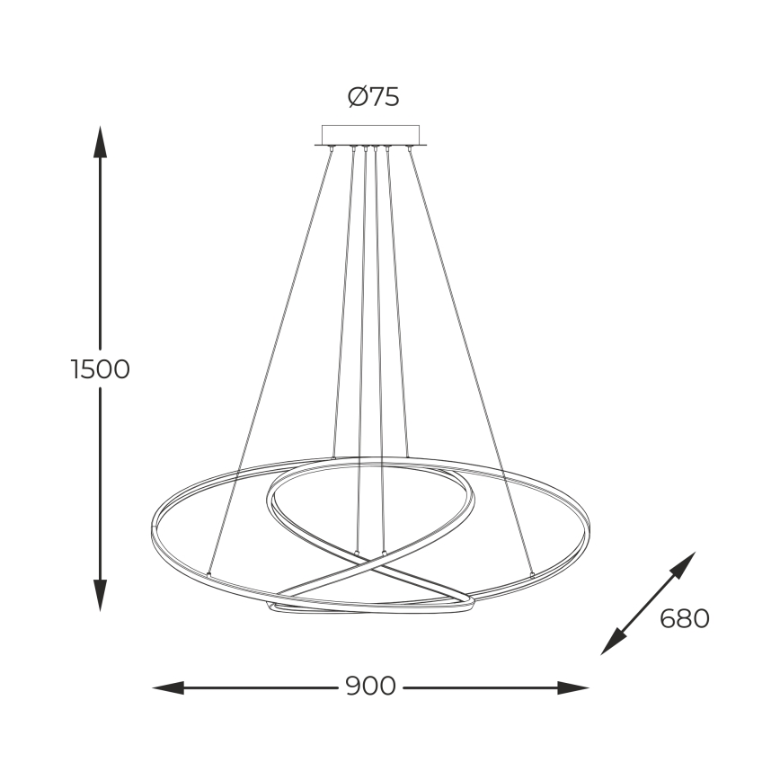 Zuma Line - Lámpara de araña LED regulable LED/56W/230V dorado