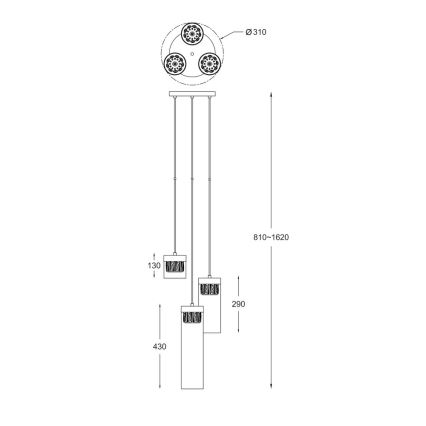 Zuma Line - Lámpara colgante de cristal 3xG9/28W/230V