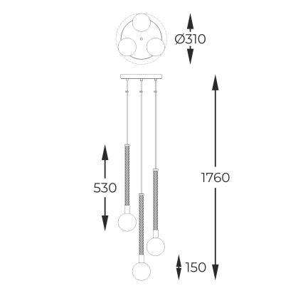 Zuma Line - Lámpara colgante 3xG9/6W/230V latón