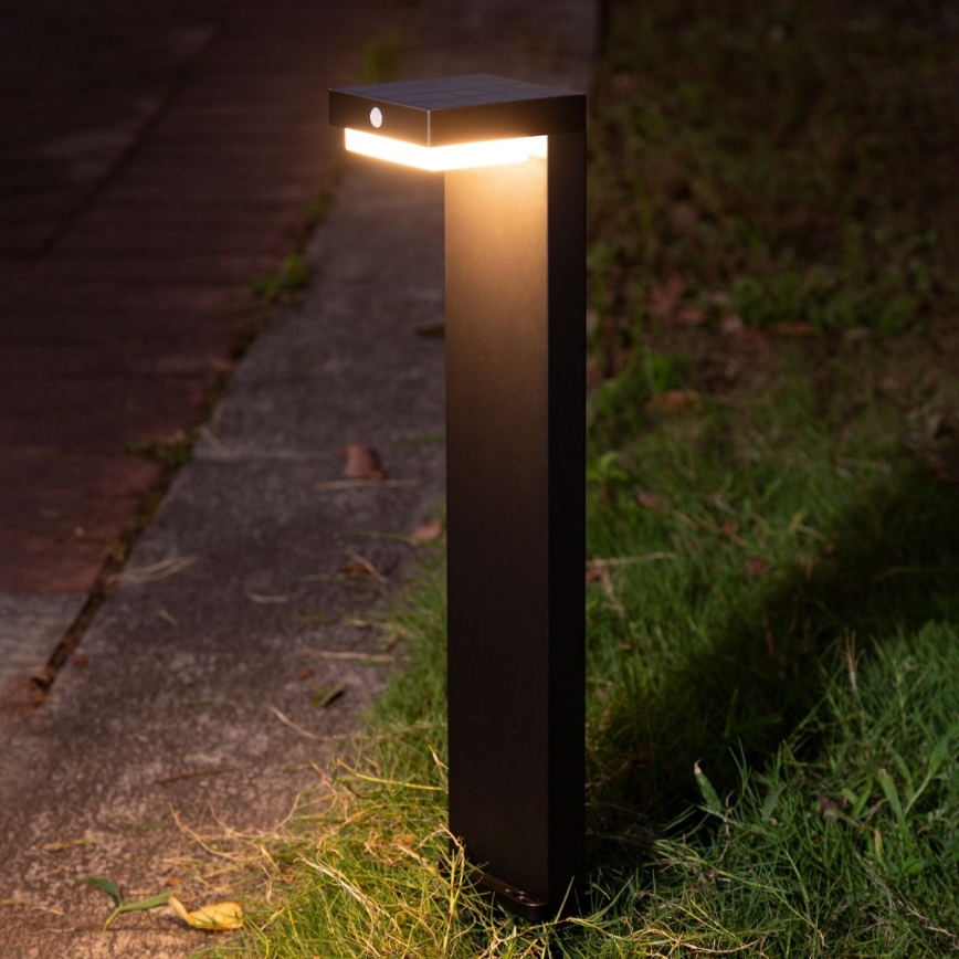 Zuma Line - Lámpara solar LED con sensor de movimiento y crepuscular LED/4,5W/2000 mAh IP44 negro