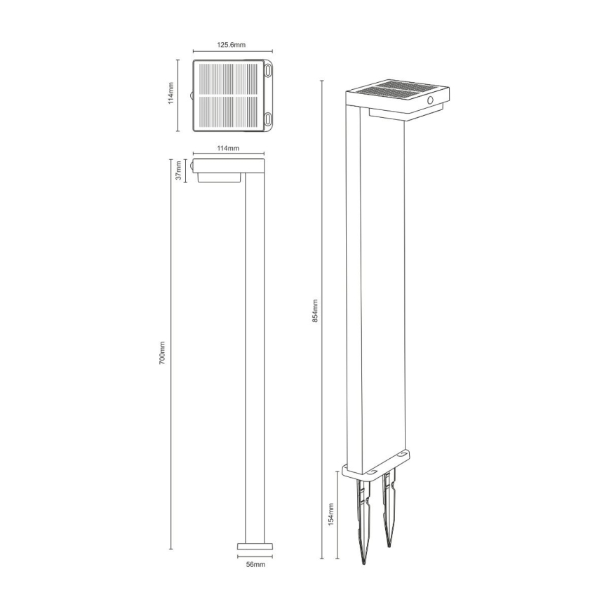 Zuma Line - Lámpara solar LED con sensor de movimiento y crepuscular LED/4,5W/2000 mAh IP44 negro