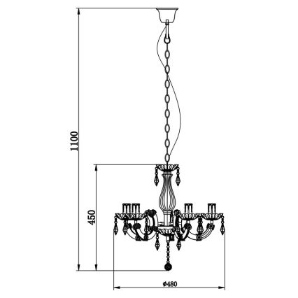 Zuma Line - Lámpara de araña con cadena 5xE14/40W/230V negro