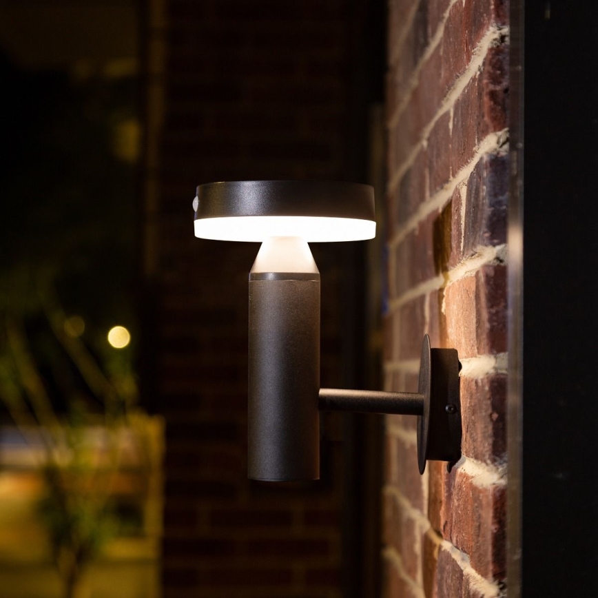 Zuma Line - Lámpara solar LED de pared con sensor de movimiento y crepúsculo LED/4,5W/2000 mAh IP44 negro